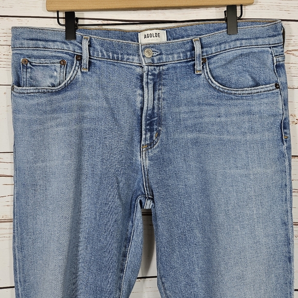 Agolde | Toni Straight Distressed Light Wash Jeans - Picture 4 of 8